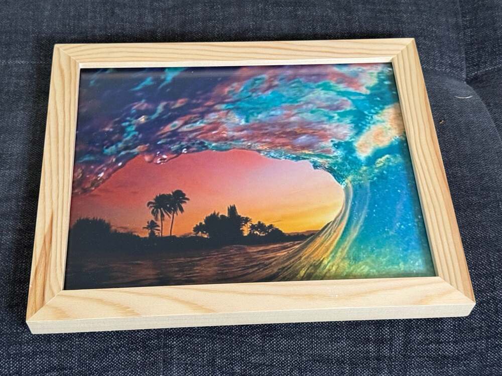 2 Framed Sunset Ocean Wave Decorative Wall Art Print